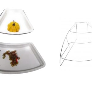 Set 2 vassoi alti in melamina con montatura in acciaio inox pami