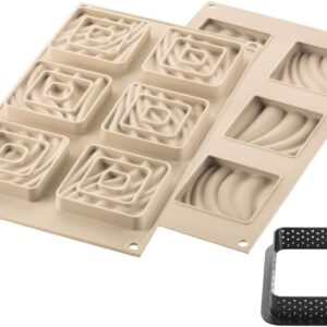 Silikomart kit tarte sand 6 anelli in plastica ø 80 mm + supporto silicone qualità professionale