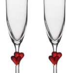 Stölzle lausitz calici da spumante l'amour con cuoricini, trasparente  175 ml, set da 2 calici
