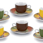 Fade batik, set 6 tazze da caffè ml 100 in fine porcellana, qualità extra