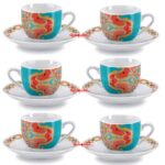 Fade saba, set 6 tazze da caffè ml 100 in fine porcellana, qualità extra