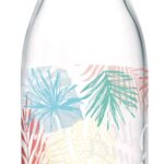 Cerve hello summer foglie, bottiglia acqua - vino lory 1 litro con tappo bianco
