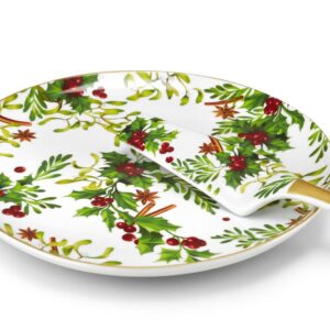 Fade redberry piatto panettone 30 cm con paletta in fine porcellana