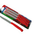 Svanera bistecchissimi, set 6 coltelli tavola rosso dentata cm 11,5 acciaio inox