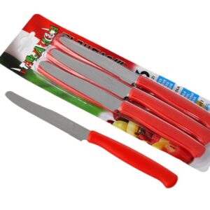 Svanera tagliataglia set 6 coltelli tavola lama dentata acciaio inox cm 11 manico rosso