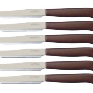Marietti Horeca, set 6 coltelli metà seghetto marroni, 11 cm manico nylon lama inox
