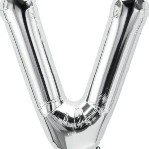 Rocca fun factory, palloncino lettera V argento mega 40 - 101 cm 1 pz