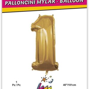 Rocca fun factory, palloncino numero 1 oro mega 40 - 101 cm 1 pz