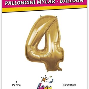 Rocca fun factory, palloncino numero 4 oro mega 40 - 101 cm 1 pz