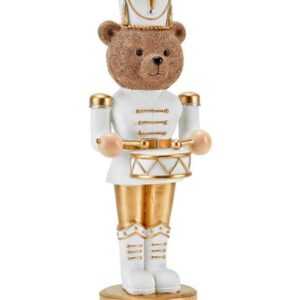 Fade xmas carousel Natale, teddy bianco cm 32 con tamburo