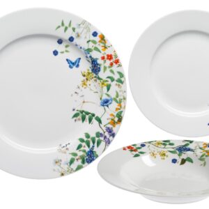 Q.B Bouquet, set 18 piatti in fine porcellana