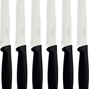 Tramontina Plenus, set 6 coltello Nero da tavola dentato, manico plastica