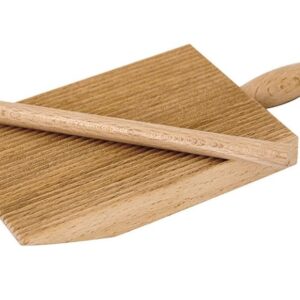 Panetta rigagnocchi 24x10 cm con bastoncino, in legno di faggio