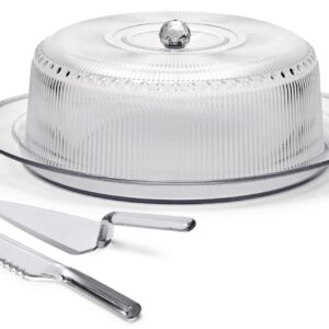 Fade Swami, set 4 pz porta torta con paletta e coltello trasparente