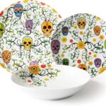 Excelsa Calavera, set 2 posto tavola 6 piatti, in fine porcellana