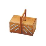 Panetta, cestino porta oggetti da lavoro a 3 piani cm 34x23x29, in legno