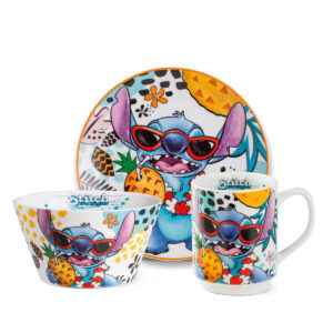 Disney Stitch, set piatto dessert + mug + bowl bianco