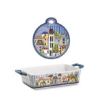 Egan set Paese Mio porcellana blu sottopentola e pirofila 24,5 x 13 cm