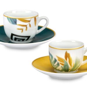 Fade Palm, set 6 tazze con piattino caffè, in fine porcellana