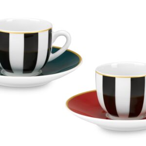 Fade Royal, set 6 tazze con piattino caffè, in fine porcellana