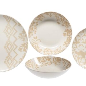 Mopita Maiorca Crema, set 18 piatti in fine porcellana