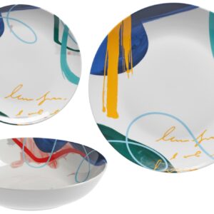 Q.B Astratto, set 18 piatti in fine porcellana