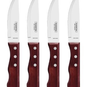 Tramontina Jumbo, set 4 coltello da bistecca dentato a punta, manico poliwood rosso