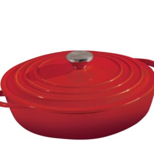 Brandani, Cocotte bassa rossa in ghisa smaltata con coperchio cm 30 Lt 5