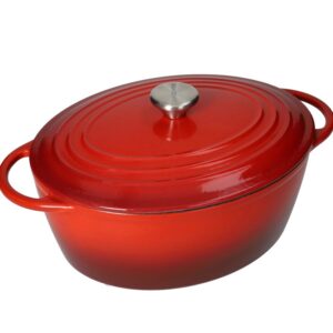 Brandani, Cocotte ovale rossa in ghisa smaltata con coperchio cm 29 Lt 5