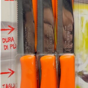 Kaimano Dinamik, set 6 coltelli arancio, lama seghetto manico plastica prodotto in Italia