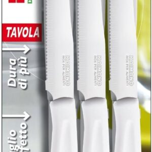 Kaimano Dinamik, set 6 coltelli bianco, lama seghetto manico plastica prodotto in Italia