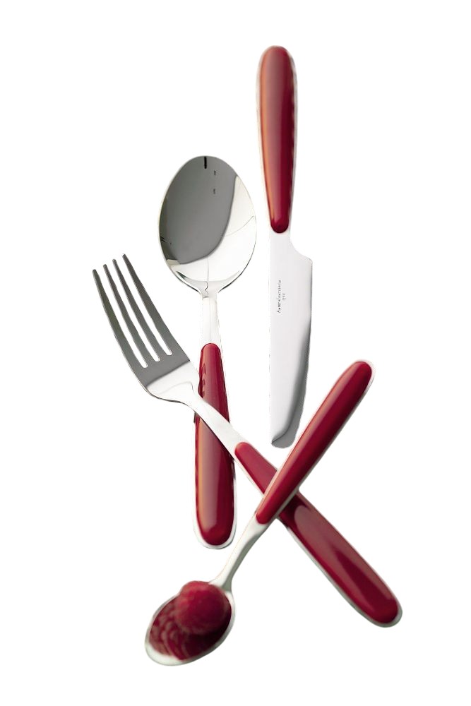 Andrea fontebasso Funny, set 24 posate in acciaio e plastica Rosso inox 18/10