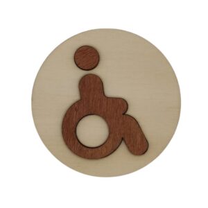 The Bars, icona disabili in 3D per la porta del bagno, in legno di faggio
