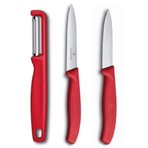 Victorinox Set 3 Set spelucchini con pelaverdure rosso da cucina