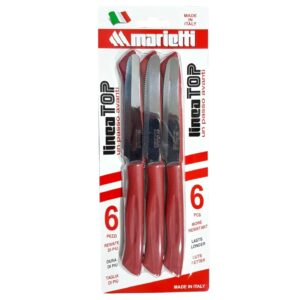Marietti Top, set 6 coltelli tavola rosso, seghetto 11 cm manico in nylon lama inox