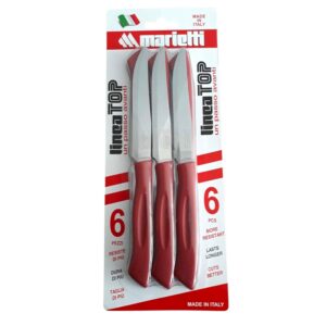 Marietti Top, set 6 coltelli bistecca rosso, seghetto 11 cm manico in nylon lama inox