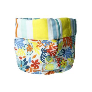 Brandani Tahiti cestino pane cotone double face fiori e righe