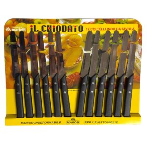 Marietti il Chiodato, set 12 coltelli manico nero lama dentata inox