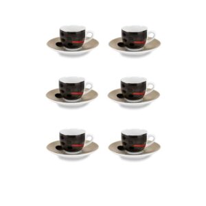 Fade Japan, set 6 tazze caffè con piattino, colori assortiti, in porcellana decorata