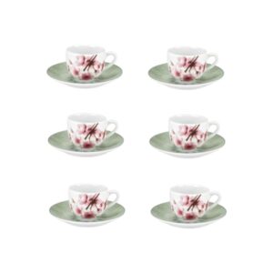 Fade Spring, set 6 tazze caffè con piattino, colori assortiti, in porcellana decorata