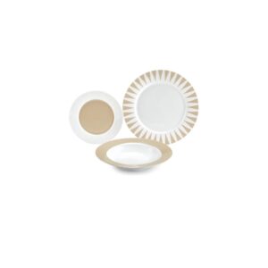 Fade Geometric Tortora, servizio piatti 18 pezzi, colori assortiti, in porcellana decorata