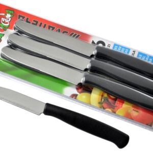 Svanera set 6 coltello tavola metà dentato 11 cm nero
