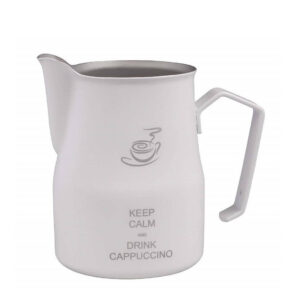 Lattiera Europa latte art Keep Kalm bianca inox professionale Motta cl 50